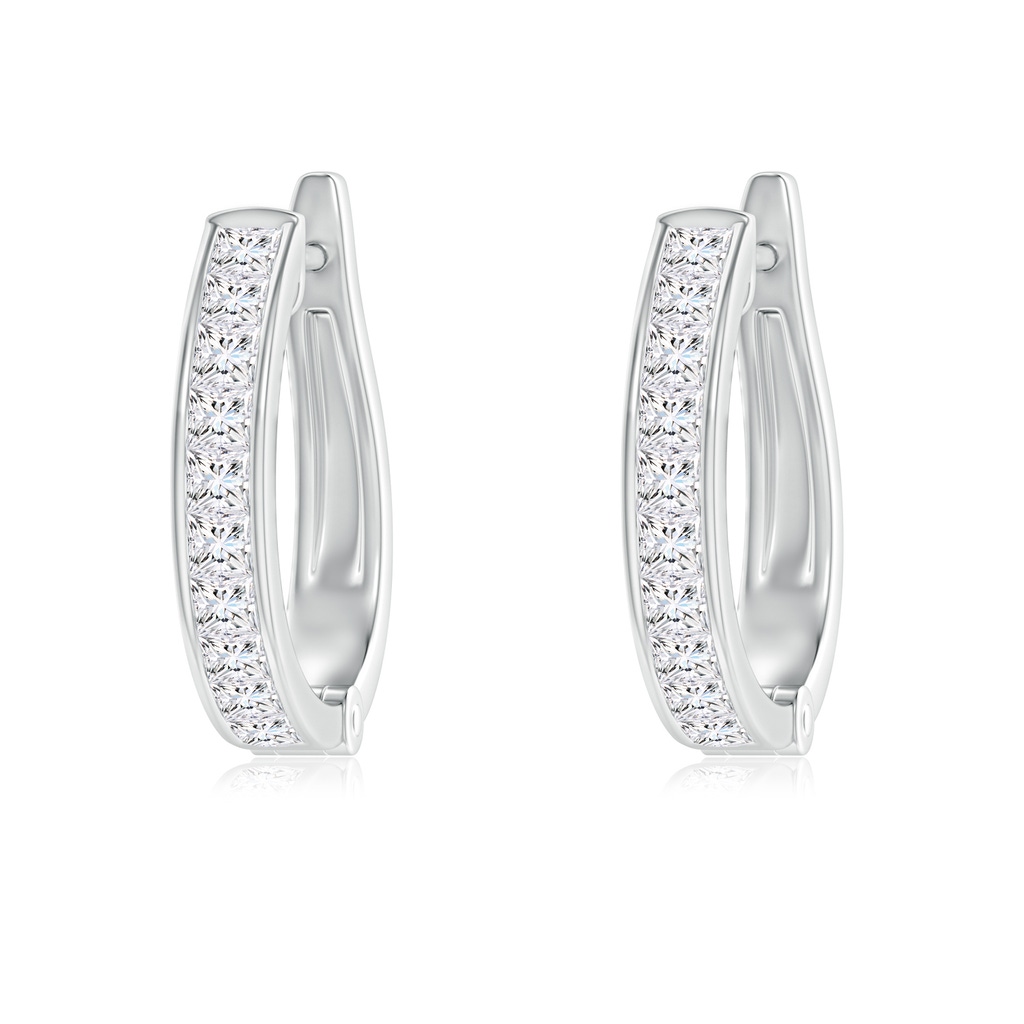 2mm GVS2 Channel-Set Princess-Cut Diamond Huggie Hoop Earrings in White Gold