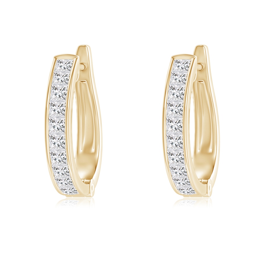 2mm HSI2 Channel-Set Princess-Cut Diamond Huggie Hoop Earrings in Yellow Gold 