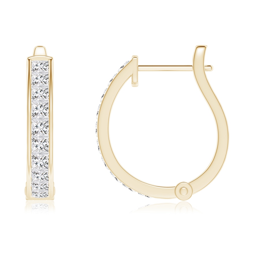 2mm HSI2 Channel-Set Princess-Cut Diamond Huggie Hoop Earrings in Yellow Gold side-1