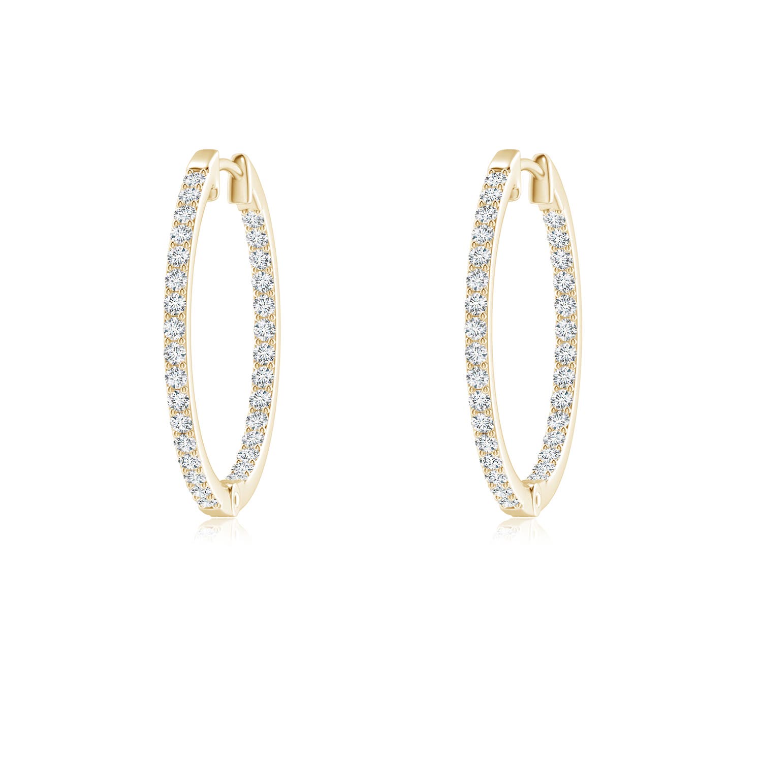 1.2mm GVS2 Inside-Out Diamond Hoop Earrings in 18K Yellow Gold