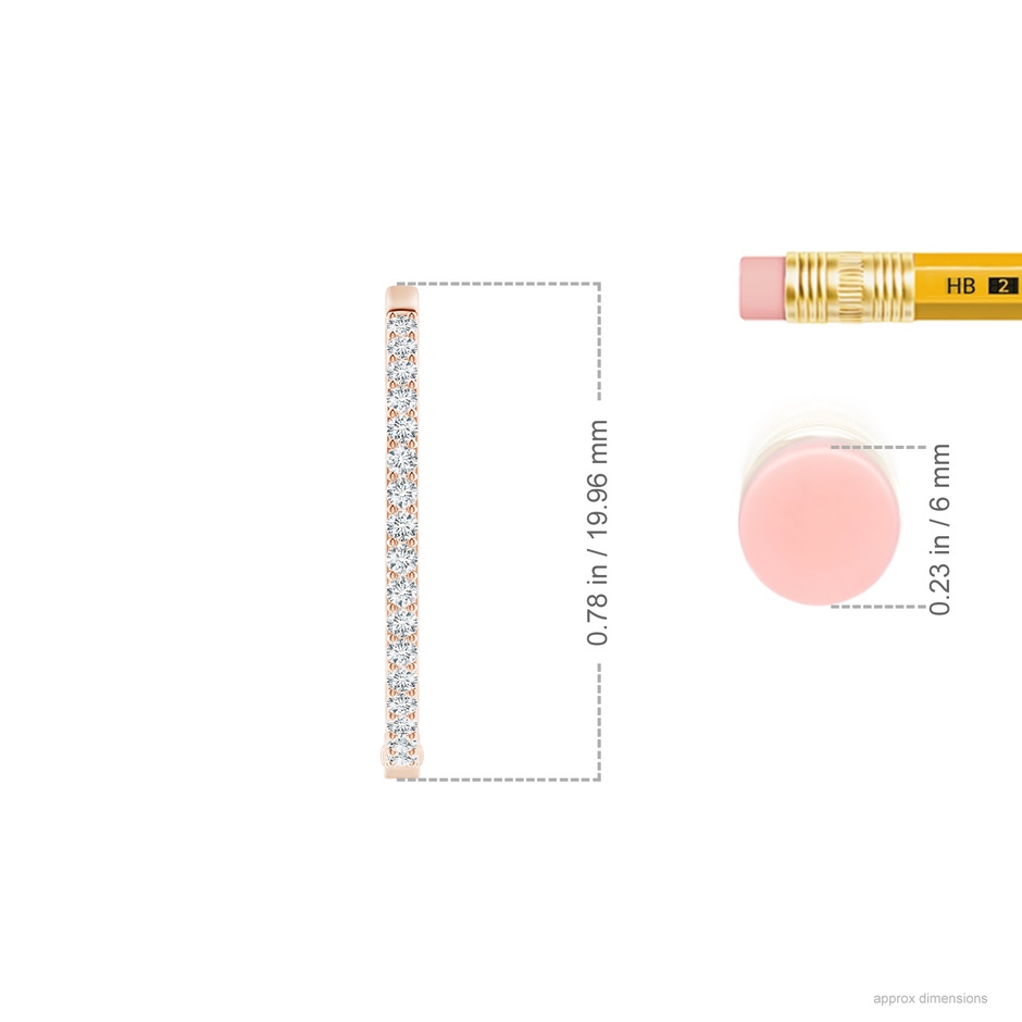 1.2mm GVS2 Inside-Out Diamond Hoop Earrings in Rose Gold ruler