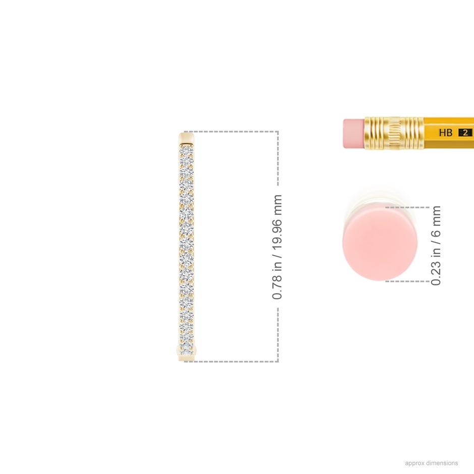 1.2mm HSI2 Inside-Out Diamond Hoop Earrings in Yellow Gold ruler