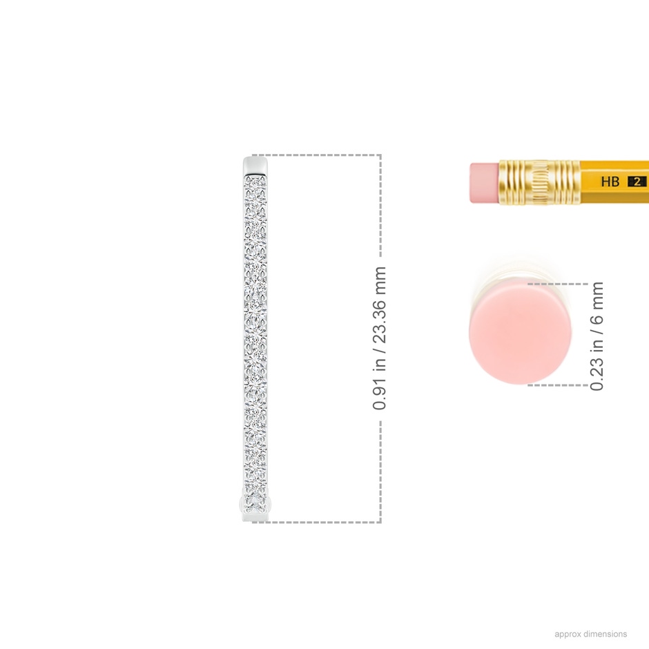 1.4mm HSI2 Inside-Out Diamond Hoop Earrings in P950 Platinum ruler
