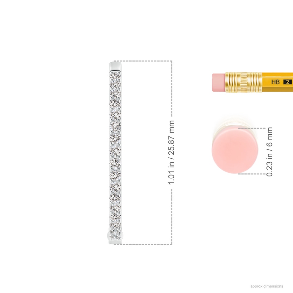 1.55mm IJI1I2 Inside-Out Diamond Hoop Earrings in White Gold ruler