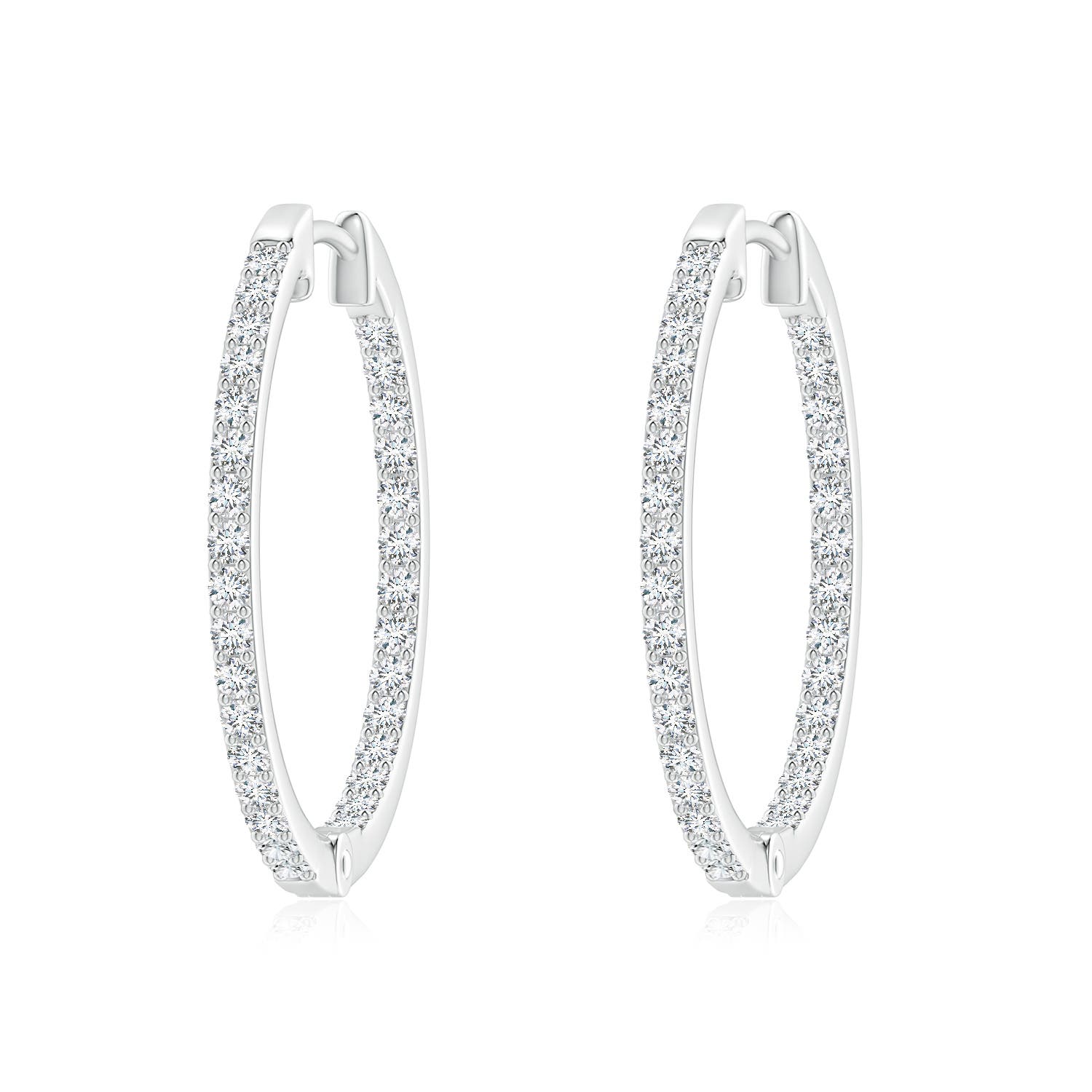 1.95mm GVS2 Inside-Out Diamond Hoop Earrings in White Gold