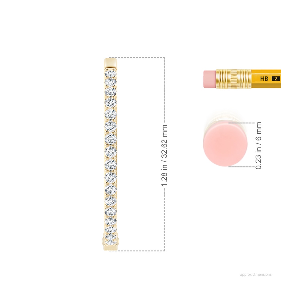 1.95mm GVS2 Inside-Out Diamond Hoop Earrings in Yellow Gold ruler