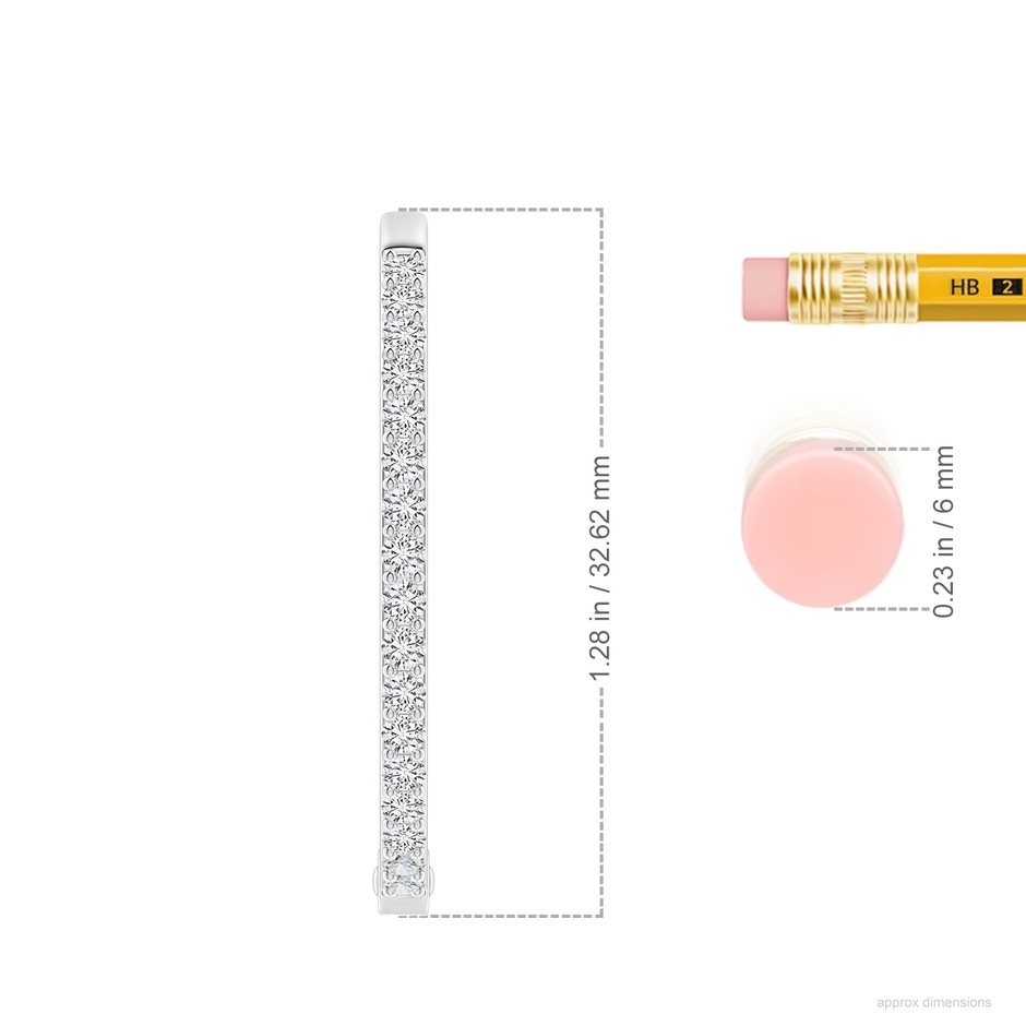 1.95mm HSI2 Inside-Out Diamond Hoop Earrings in White Gold ruler