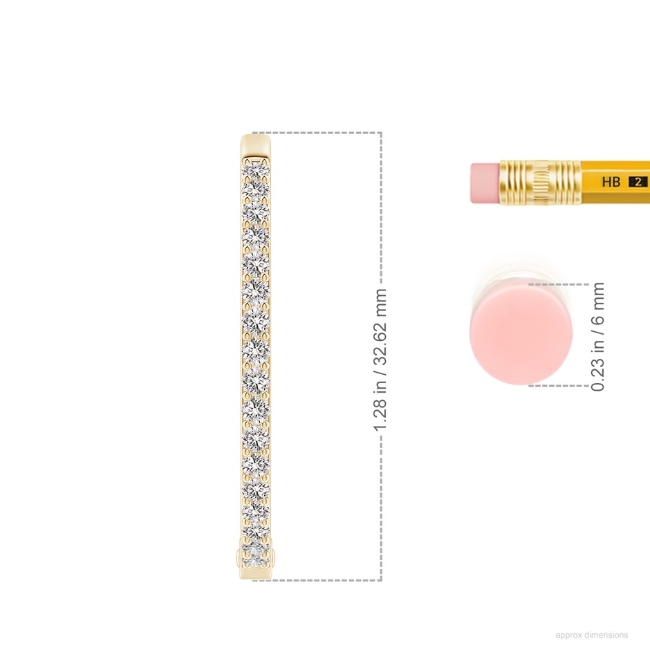1.95mm IJI1I2 Inside-Out Diamond Hoop Earrings in Yellow Gold ruler