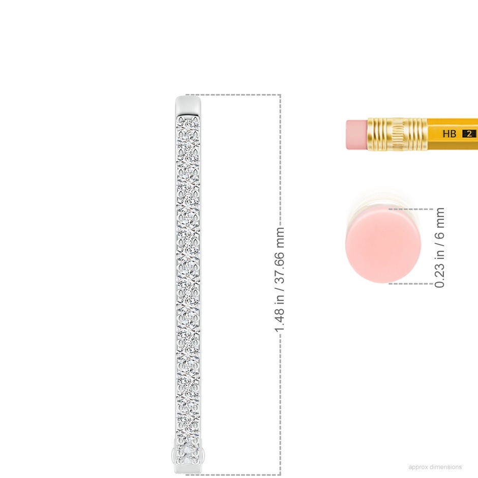 2.25mm HSI2 Inside-Out Diamond Hoop Earrings in 18K White Gold ruler