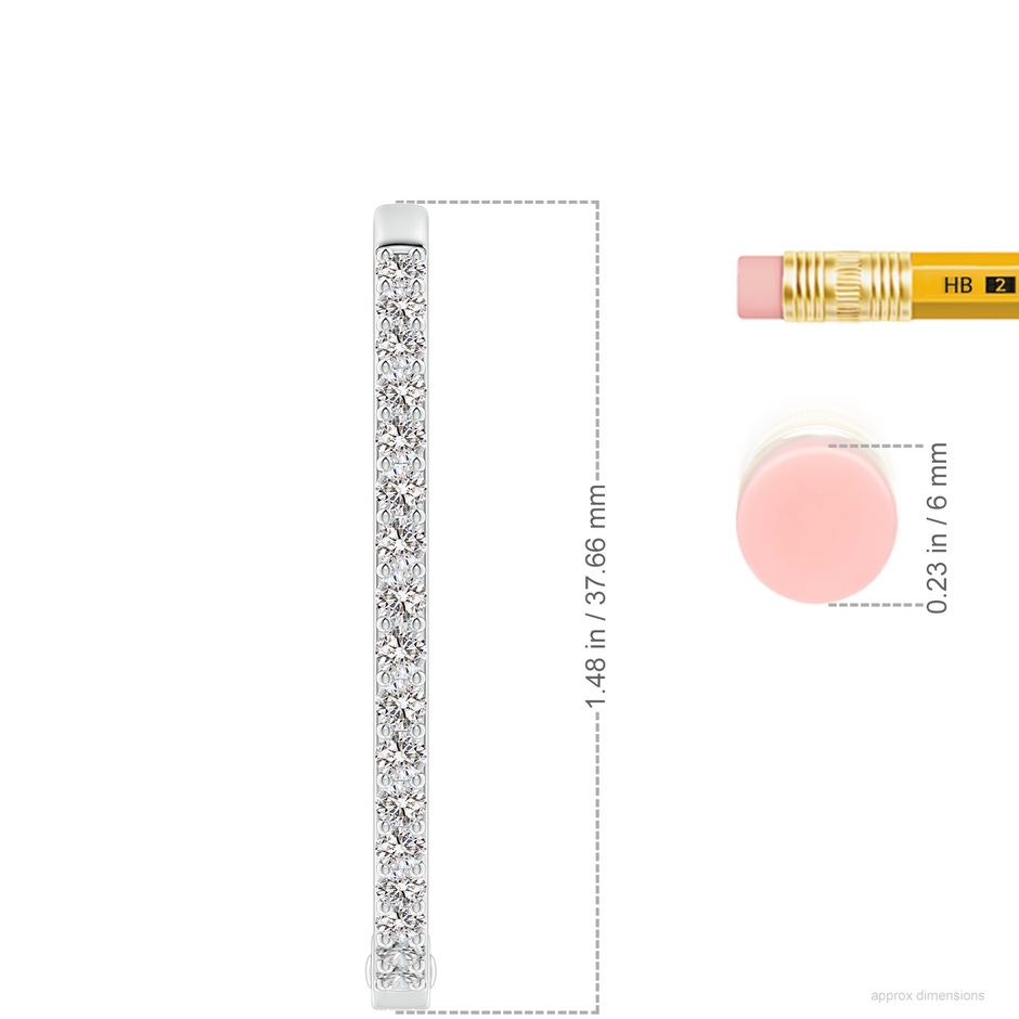 2.25mm IJI1I2 Inside-Out Diamond Hoop Earrings in 18K White Gold ruler