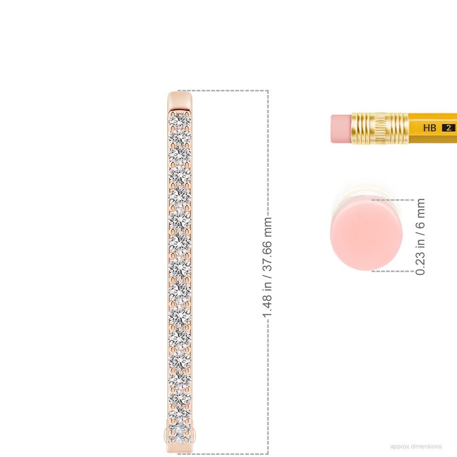 2.25mm IJI1I2 Inside-Out Diamond Hoop Earrings in Rose Gold ruler