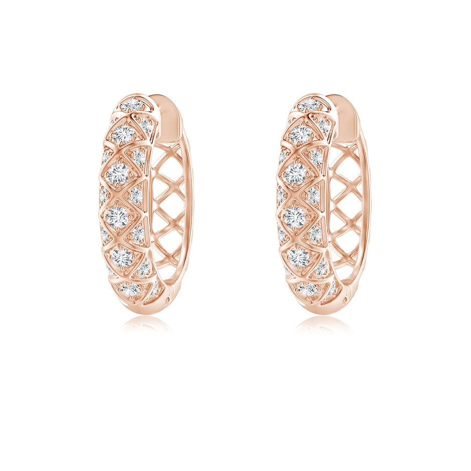 1.7mm GVS2 Pave-Set Diamond Geometric Huggie Hoop Earrings in Rose Gold 
