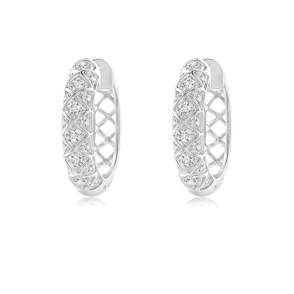 1.7mm GVS2 Pave-Set Diamond Geometric Huggie Hoop Earrings in White Gold 