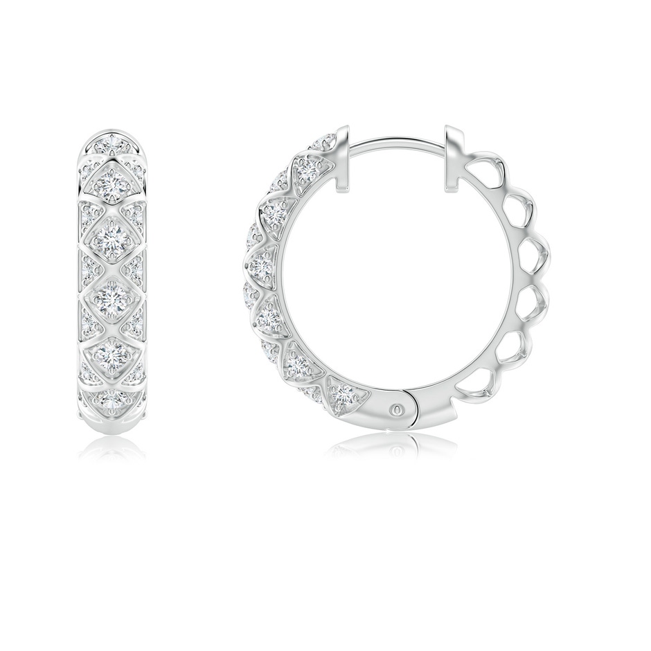 1.7mm GVS2 Pave-Set Diamond Geometric Huggie Hoop Earrings in White Gold side-1