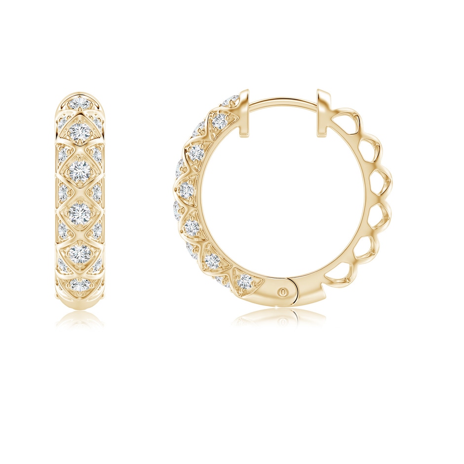 1.7mm GVS2 Pave-Set Diamond Geometric Huggie Hoop Earrings in Yellow Gold side-1