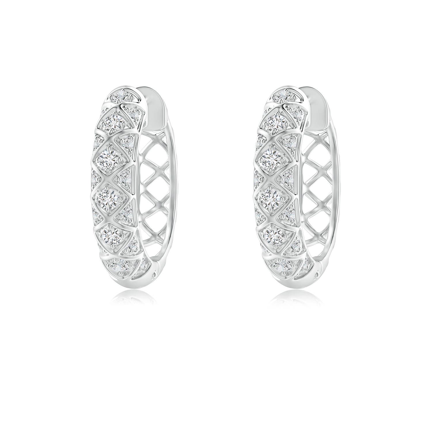 1.7mm HSI2 Pave-Set Diamond Geometric Huggie Hoop Earrings in P950 Platinum