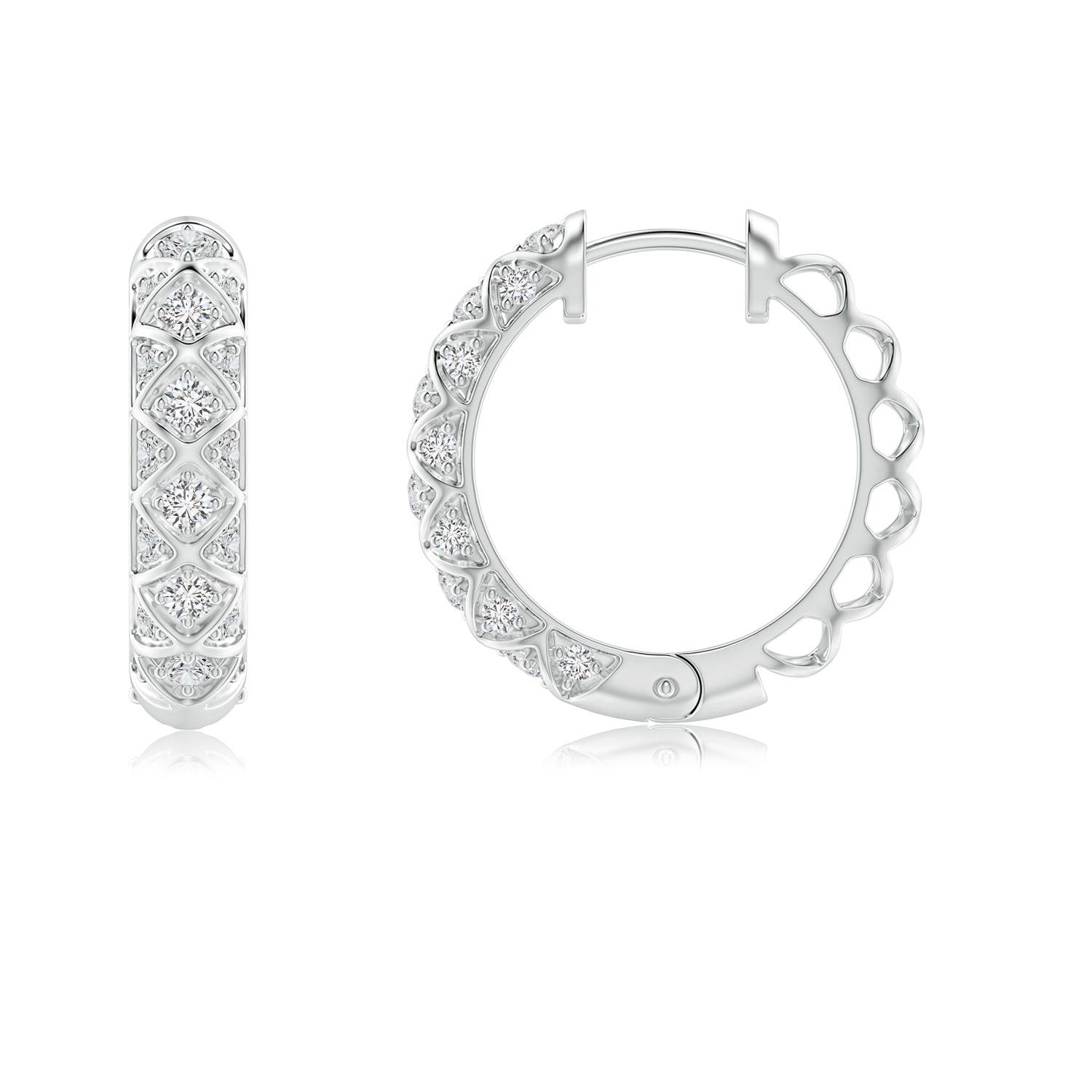 1.7mm HSI2 Pave-Set Diamond Geometric Huggie Hoop Earrings in P950 Platinum