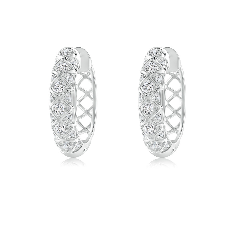 1.7mm HSI2 Pave-Set Diamond Geometric Huggie Hoop Earrings in White Gold 