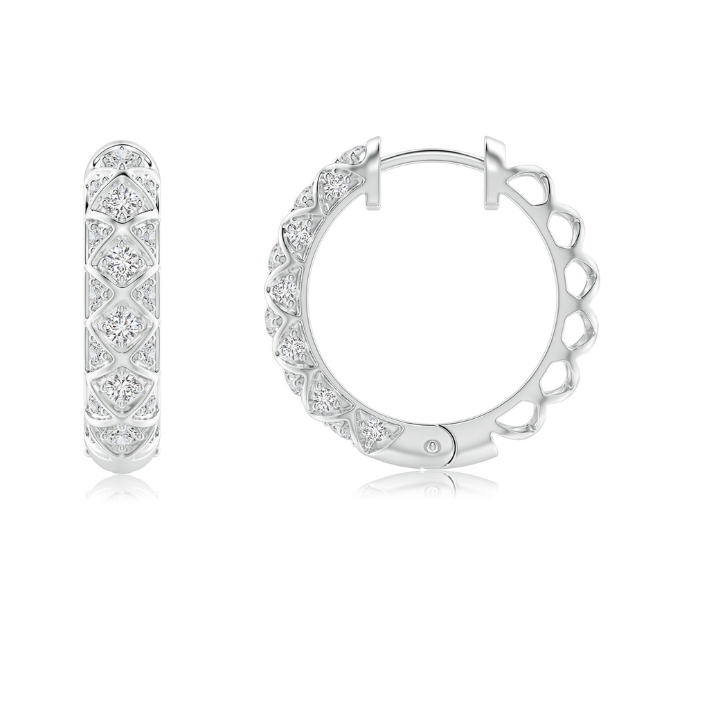 1.7mm HSI2 Pave-Set Diamond Geometric Huggie Hoop Earrings in White Gold - side_1