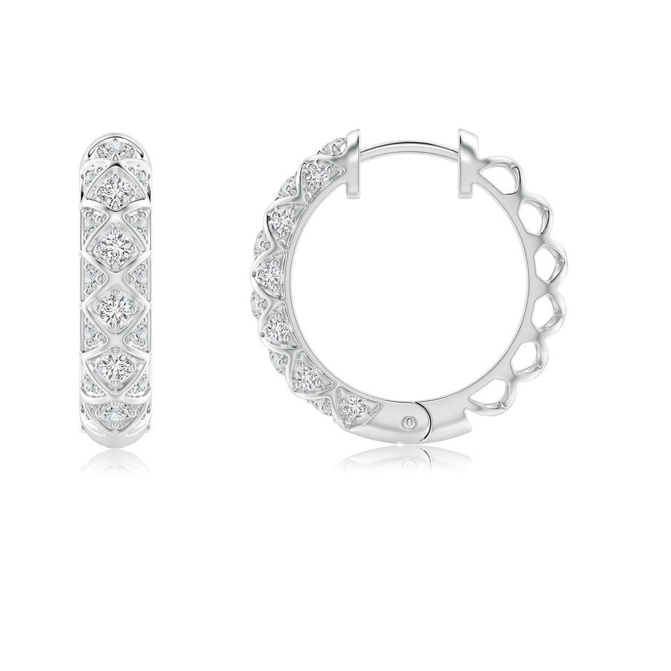 1.7mm HSI2 Pave-Set Diamond Geometric Huggie Hoop Earrings in White Gold side-1