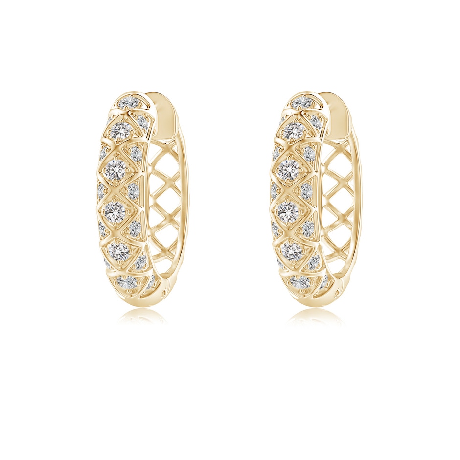 1.7mm IJI1I2 Pave-Set Diamond Geometric Huggie Hoop Earrings in Yellow Gold 