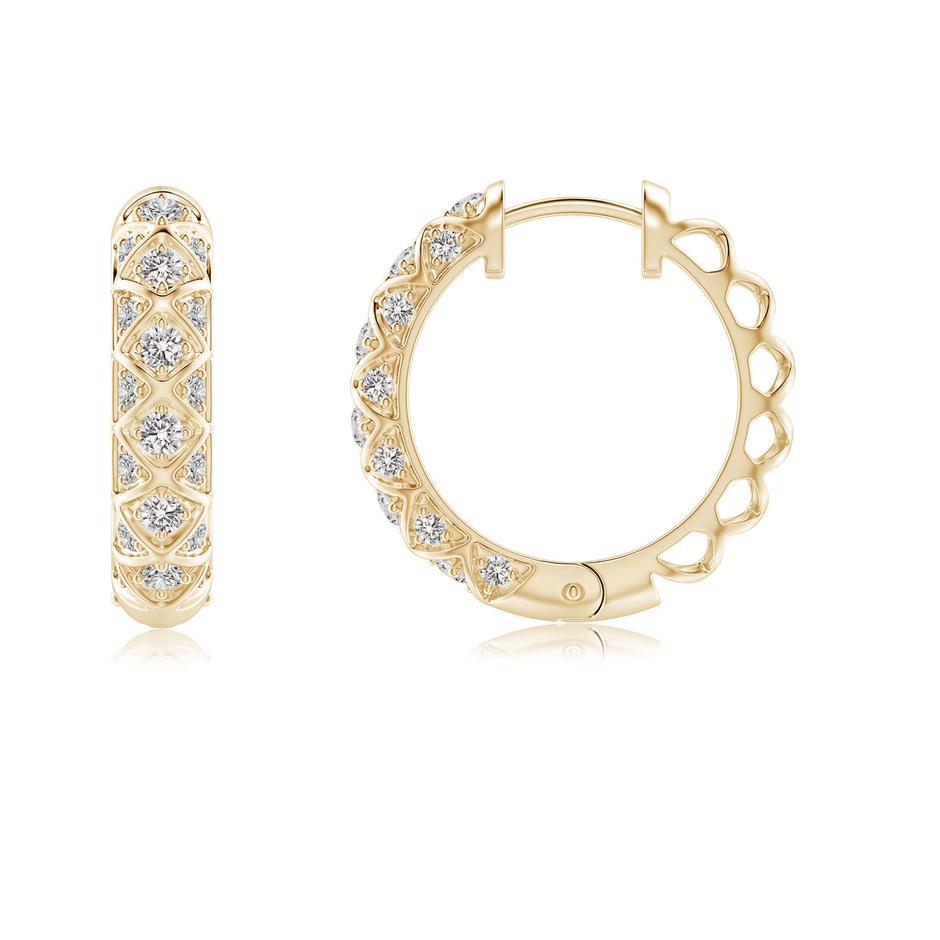 1.7mm IJI1I2 Pave-Set Diamond Geometric Huggie Hoop Earrings in Yellow Gold side-1