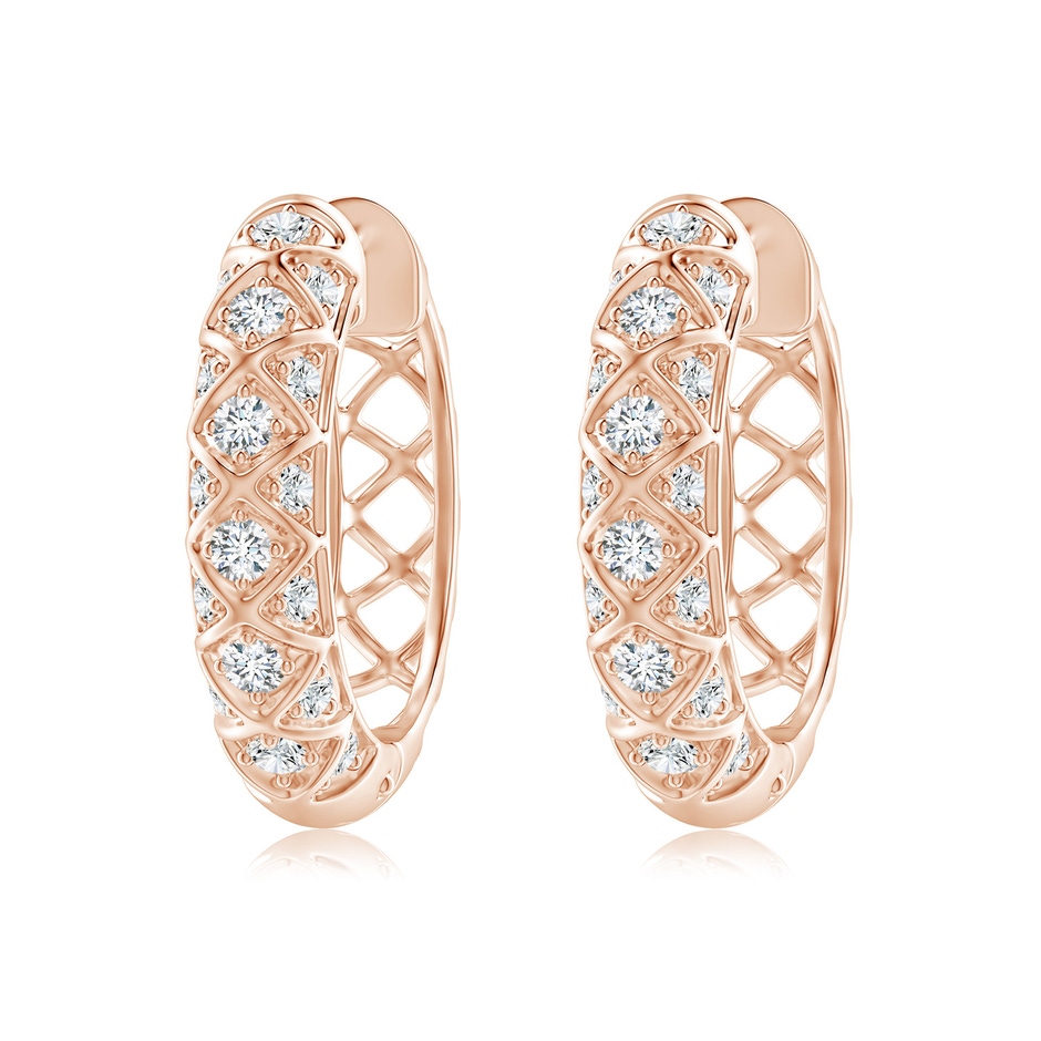 2.2mm GVS2 Pave-Set Diamond Geometric Huggie Hoop Earrings in Rose Gold 