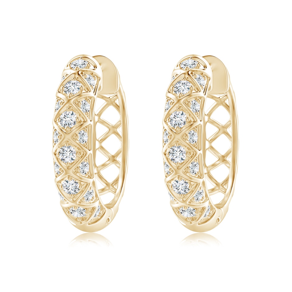 2.2mm GVS2 Pave-Set Diamond Geometric Huggie Hoop Earrings in Yellow Gold 