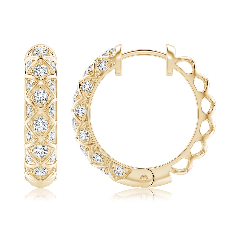 2.2mm GVS2 Pave-Set Diamond Geometric Huggie Hoop Earrings in Yellow Gold side-1