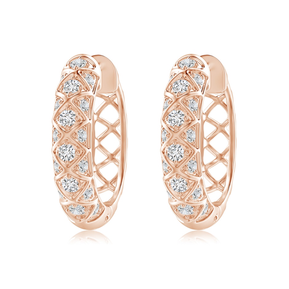 2.2mm HSI2 Pave-Set Diamond Geometric Huggie Hoop Earrings in Rose Gold 