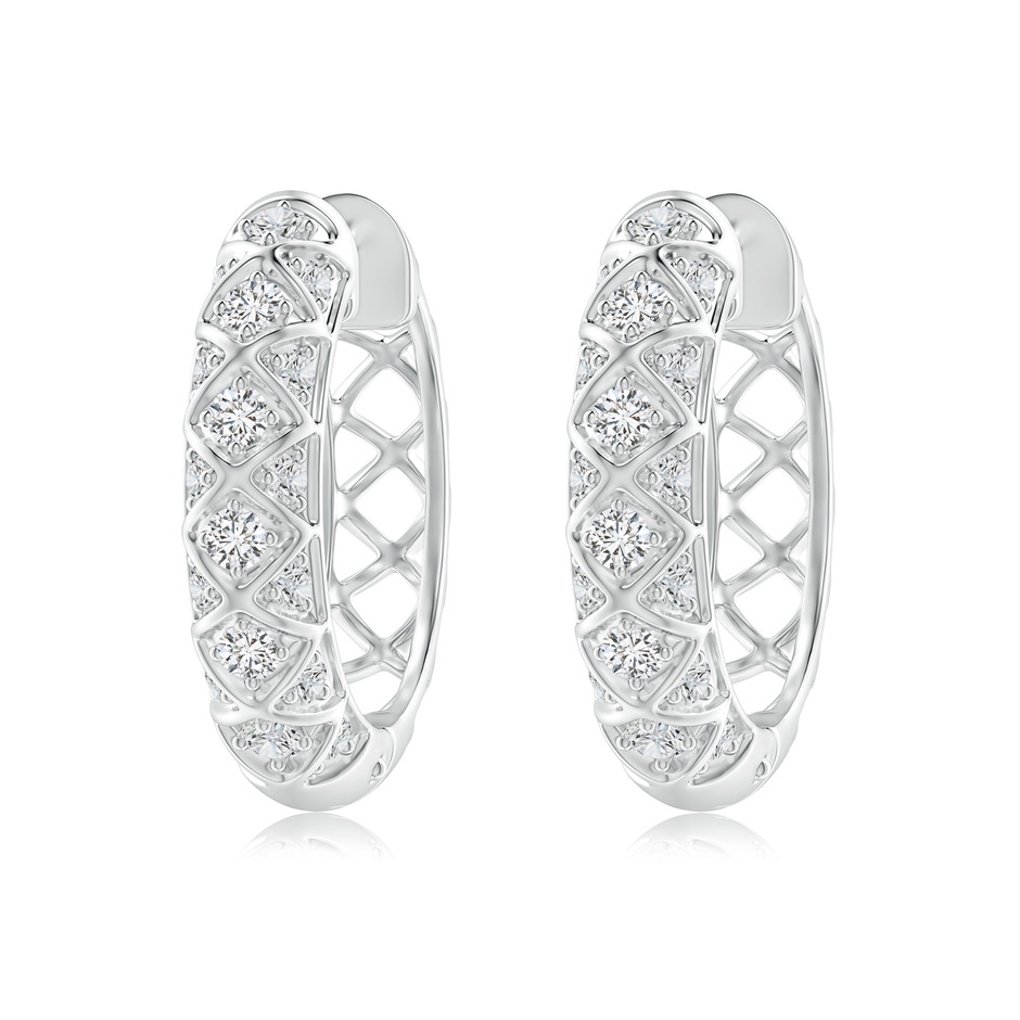 2.2mm HSI2 Pave-Set Diamond Geometric Huggie Hoop Earrings in White Gold 