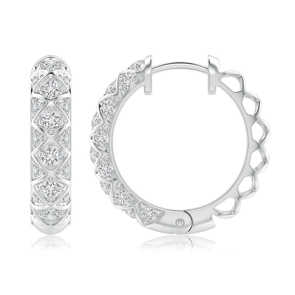 2.2mm HSI2 Pave-Set Diamond Geometric Huggie Hoop Earrings in White Gold side-1