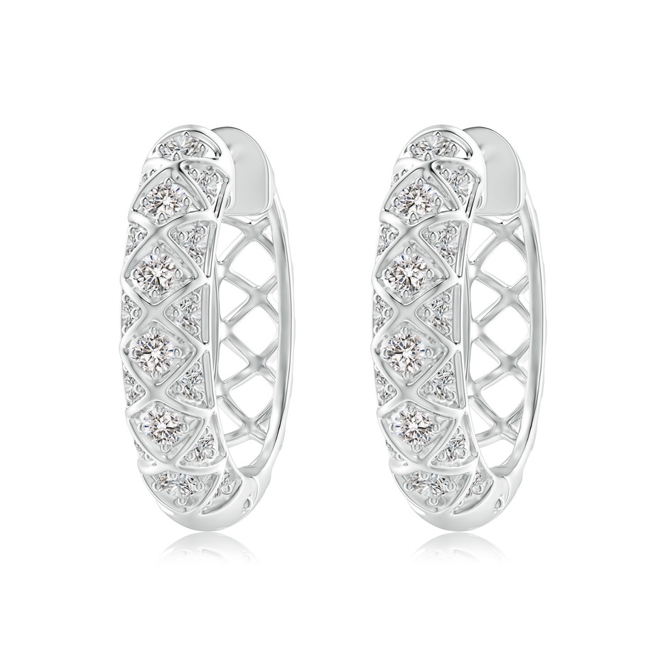 2.2mm IJI1I2 Pave-Set Diamond Geometric Huggie Hoop Earrings in White Gold 