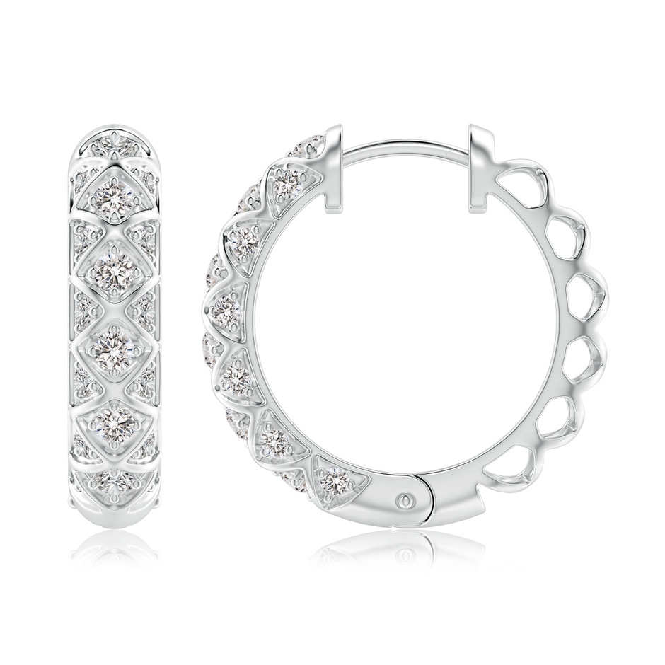 2.2mm IJI1I2 Pave-Set Diamond Geometric Huggie Hoop Earrings in White Gold side-1