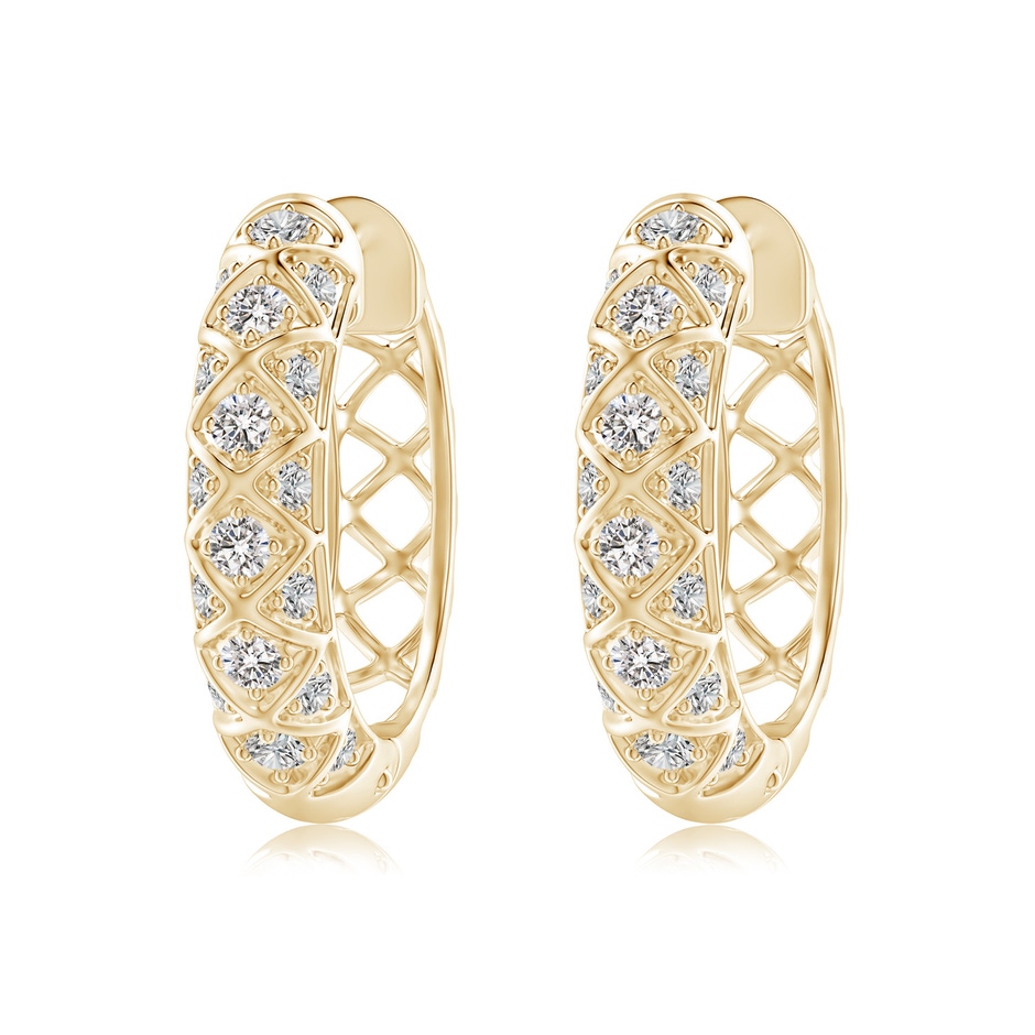 2.2mm IJI1I2 Pave-Set Diamond Geometric Huggie Hoop Earrings in Yellow Gold 