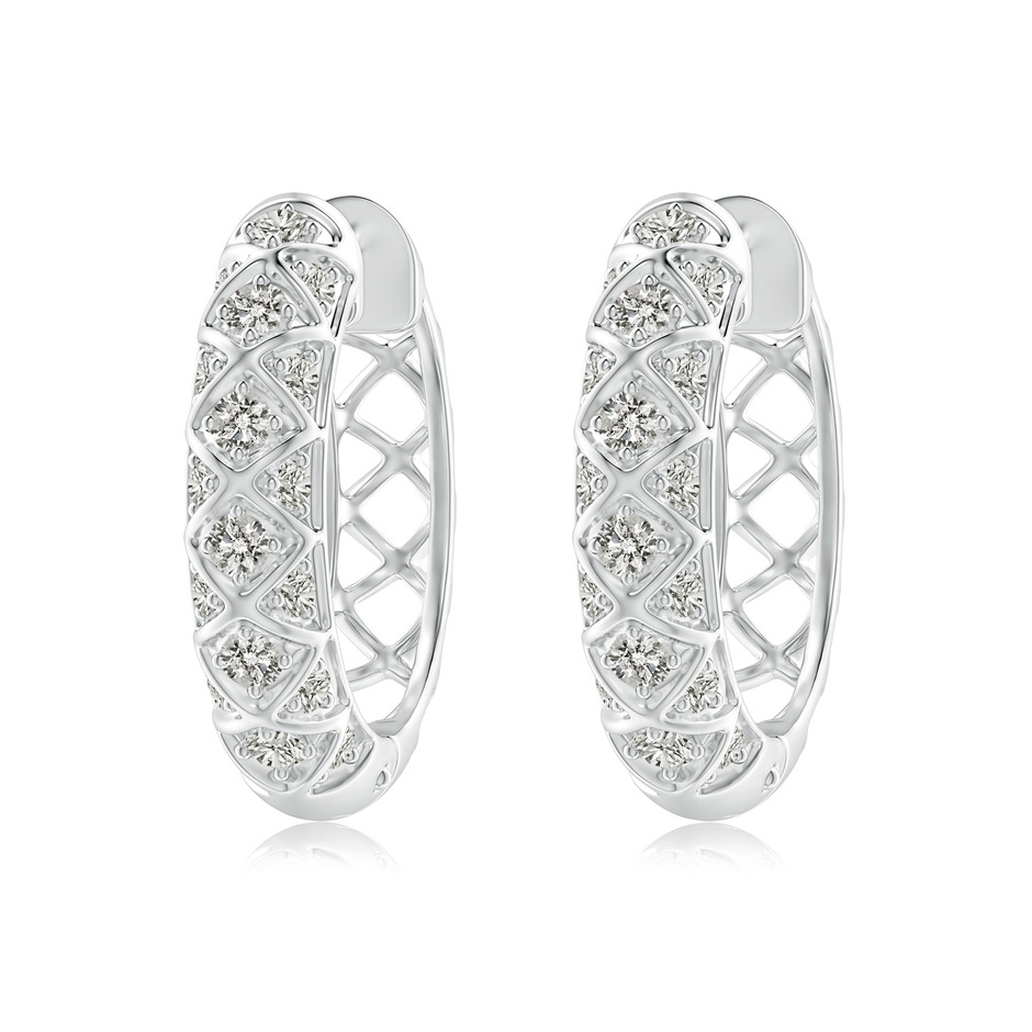2.2mm KI3 Pave-Set Diamond Geometric Huggie Hoop Earrings in White Gold 