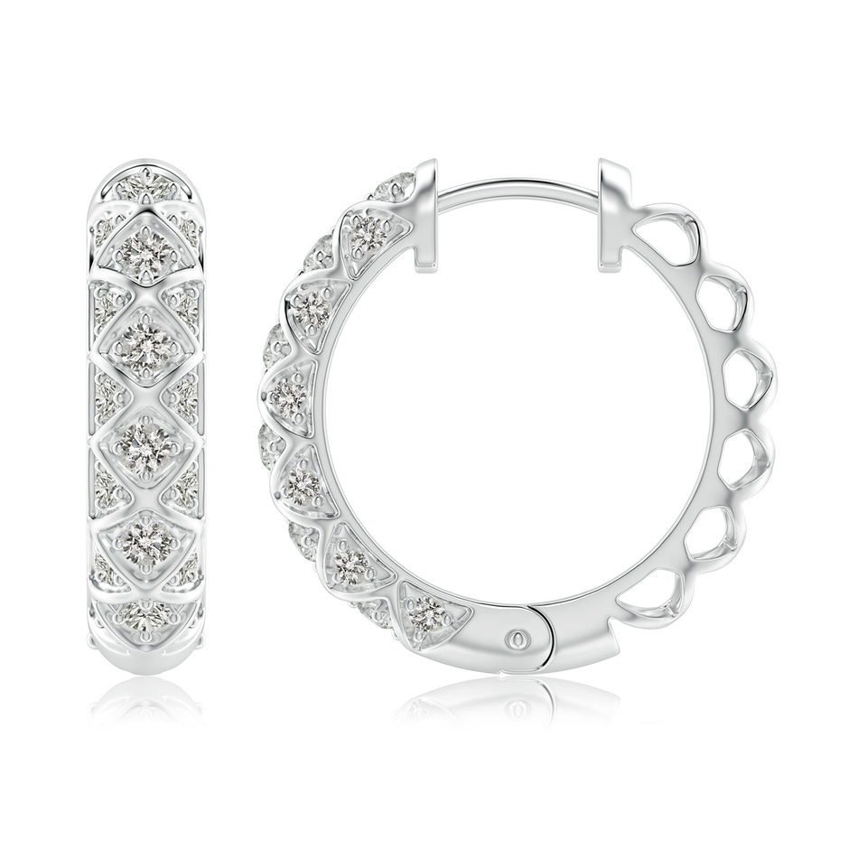 2.2mm KI3 Pave-Set Diamond Geometric Huggie Hoop Earrings in White Gold side-1
