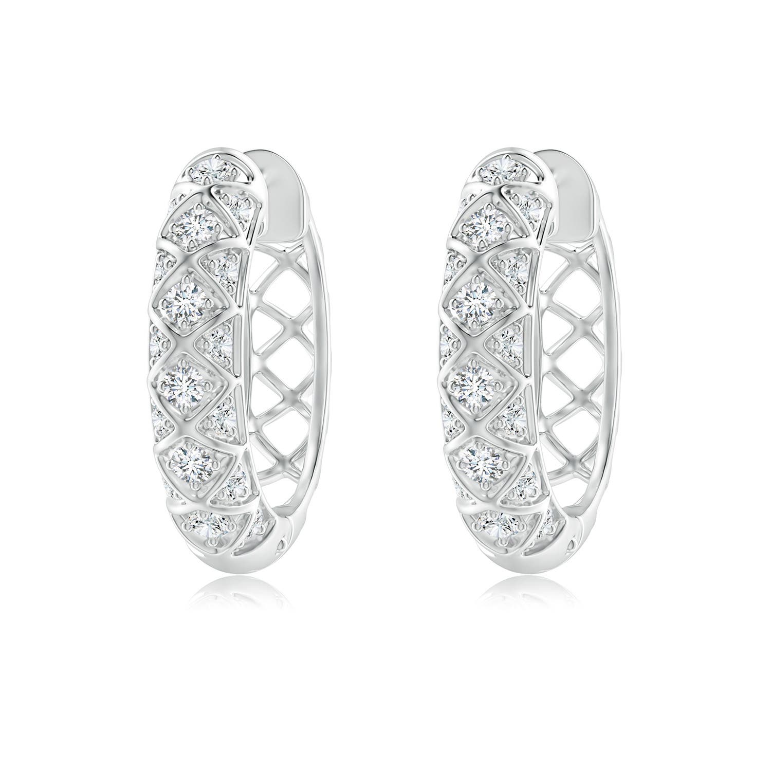 2mm GVS2 Pave-Set Diamond Geometric Huggie Hoop Earrings in White Gold