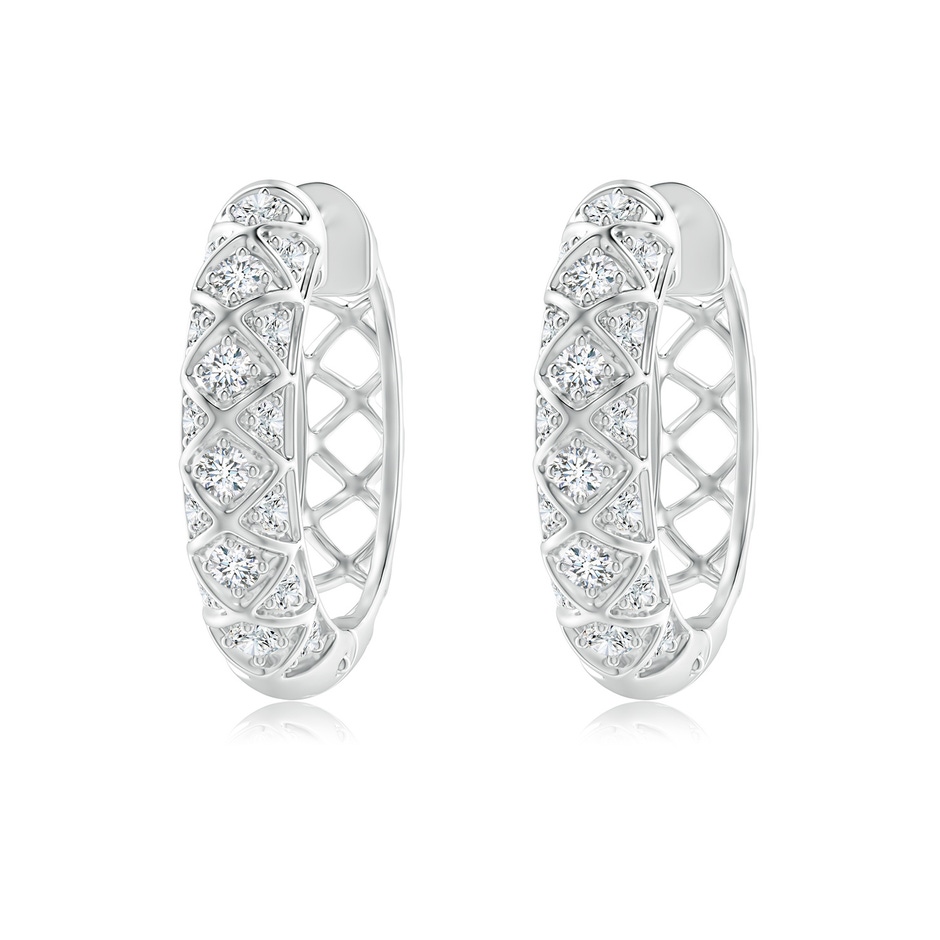 2mm GVS2 Pave-Set Diamond Geometric Huggie Hoop Earrings in White Gold 