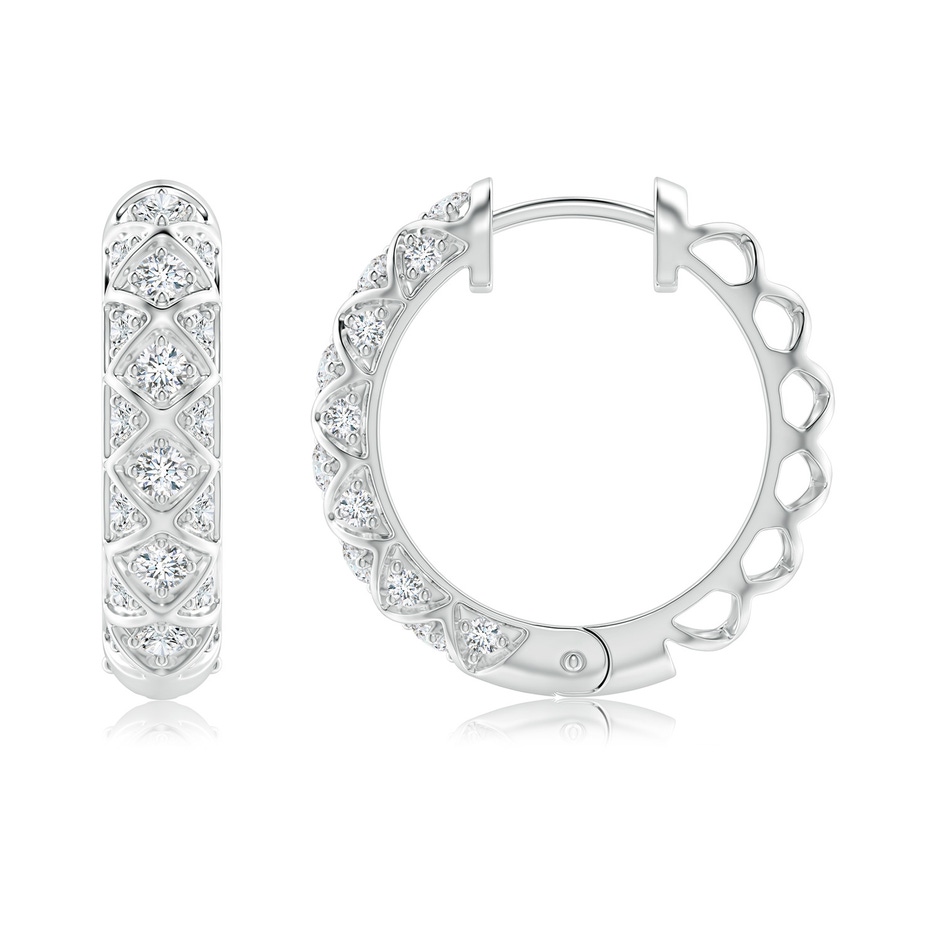 2mm GVS2 Pave-Set Diamond Geometric Huggie Hoop Earrings in White Gold side-1