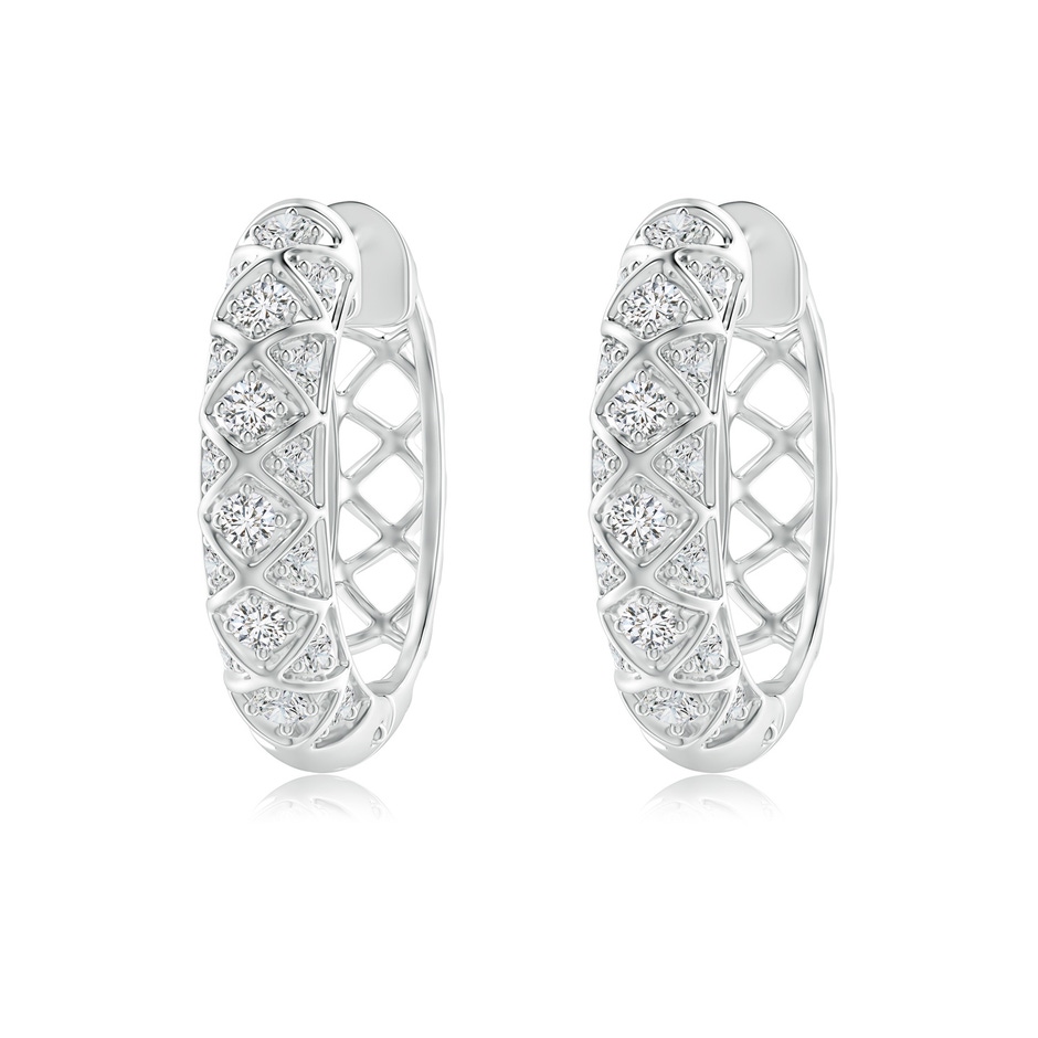 2mm HSI2 Pave-Set Diamond Geometric Huggie Hoop Earrings in White Gold 