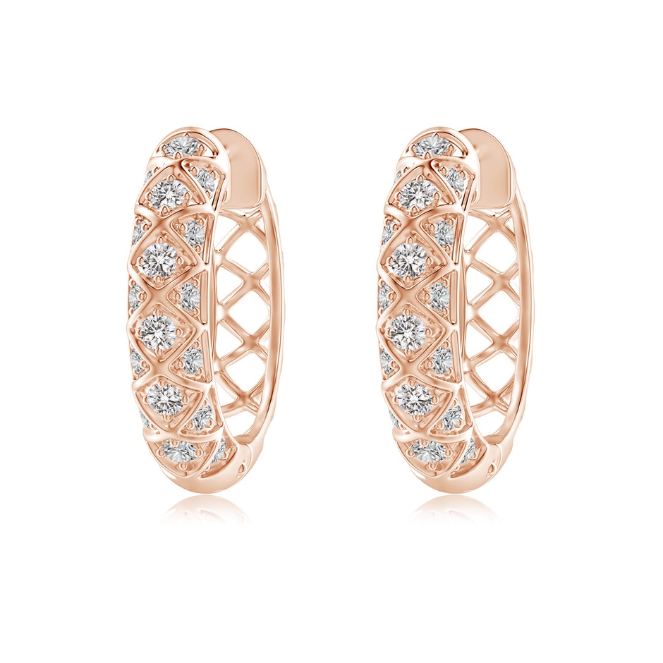 2mm IJI1I2 Pave-Set Diamond Geometric Huggie Hoop Earrings in Rose Gold 