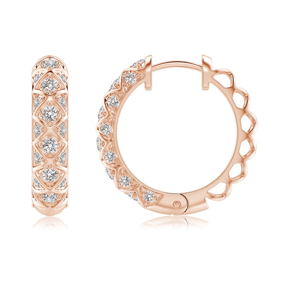 2mm IJI1I2 Pave-Set Diamond Geometric Huggie Hoop Earrings in Rose Gold side-1