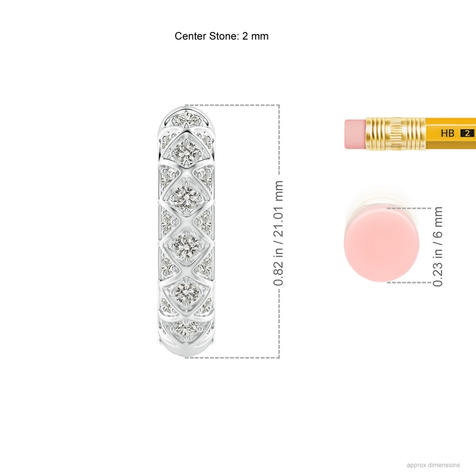 2mm KI3 Pave-Set Diamond Geometric Huggie Hoop Earrings in White Gold ruler