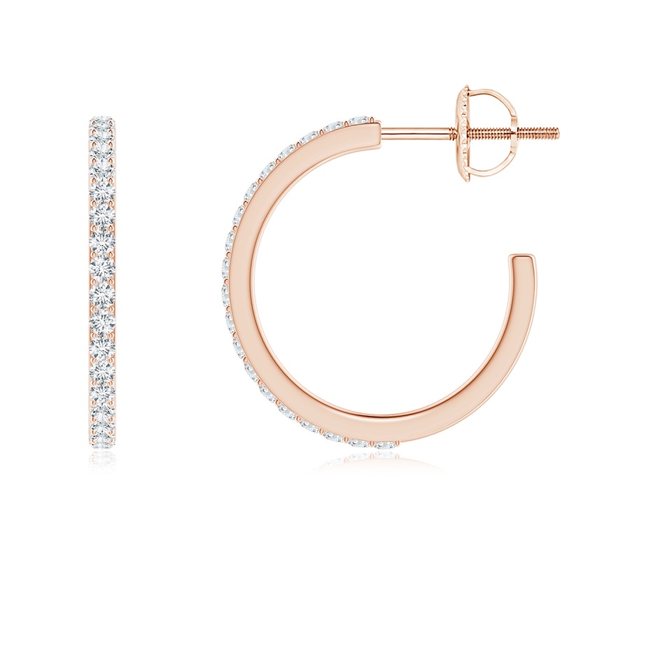 1.3mm GVS2 Classic Prong-Set Diamond Hoop Earrings in Rose Gold side-1