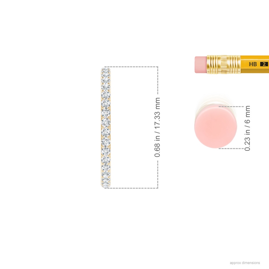 1.3mm GVS2 Classic Prong-Set Diamond Hoop Earrings in Yellow Gold ruler