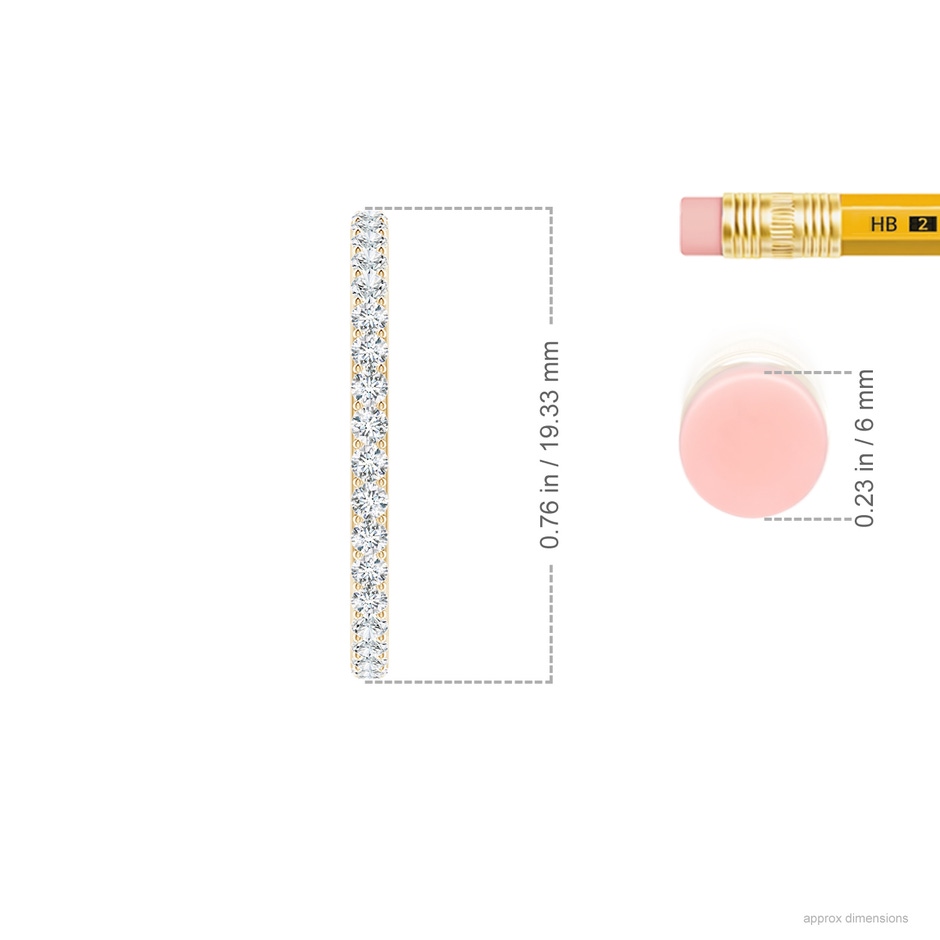 1.45mm GVS2 Classic Prong-Set Diamond Hoop Earrings in Yellow Gold ruler