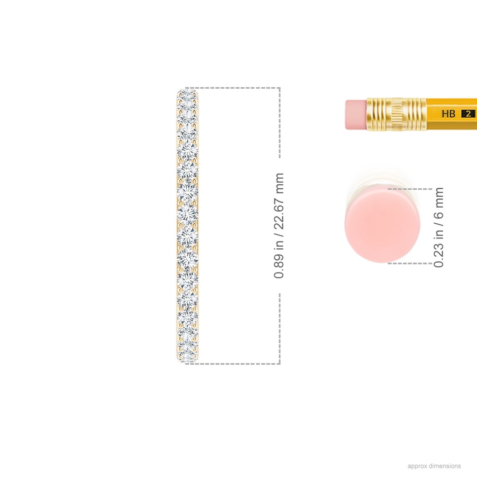 1.75mm GVS2 Classic Prong-Set Diamond Hoop Earrings in Yellow Gold ruler