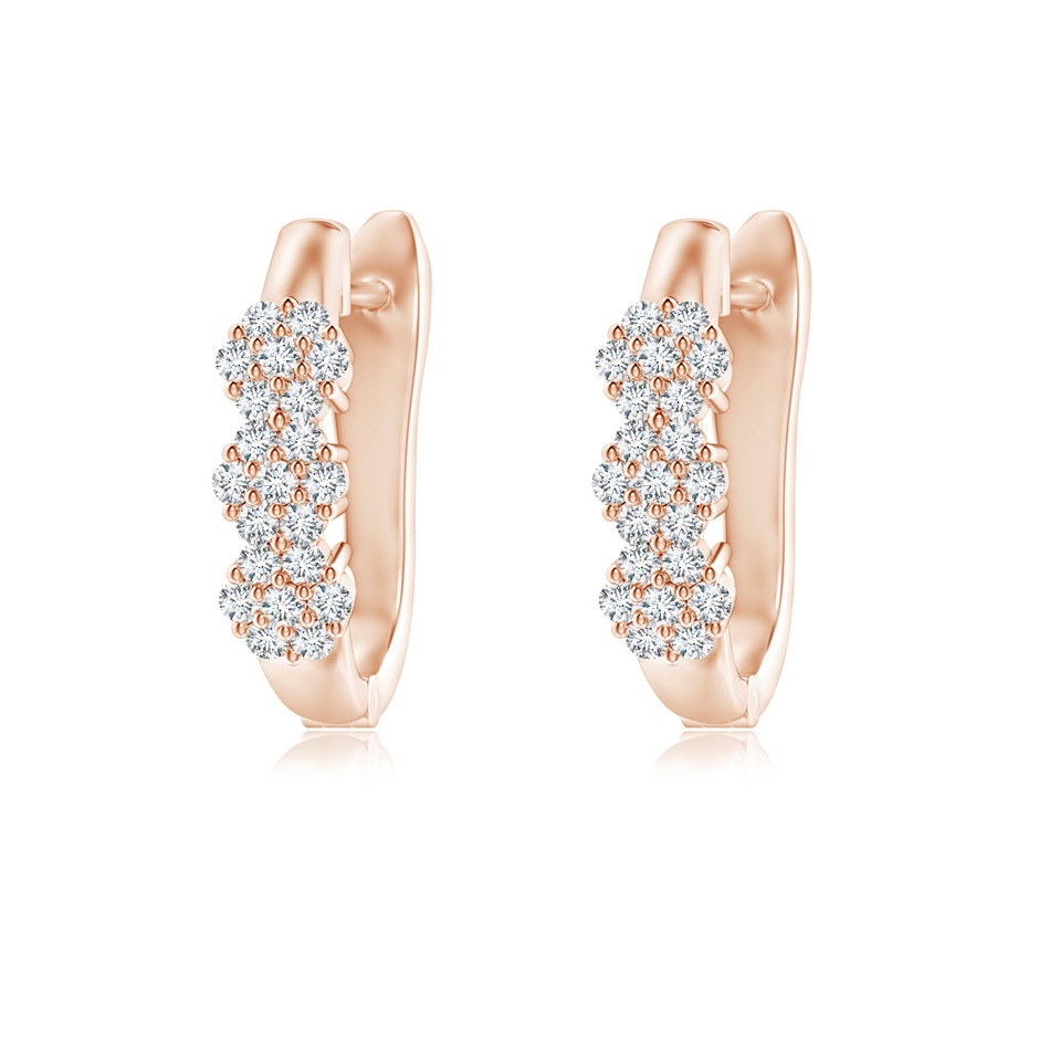 1.2mm GVS2 Triple Floral Cluster Diamond Hoop Earrings in Rose Gold 