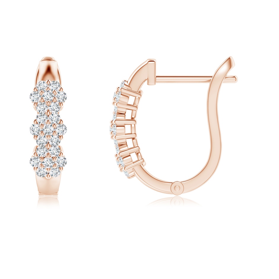 1.2mm GVS2 Triple Floral Cluster Diamond Hoop Earrings in Rose Gold side-1